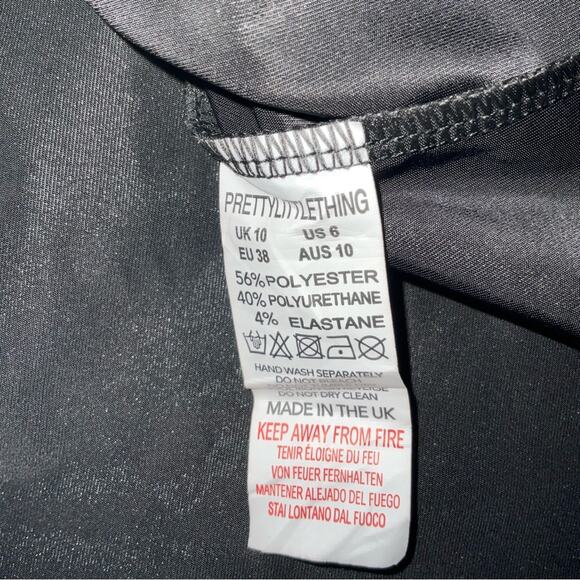 PrettyLittleThing Black Vinyl Extreme Two Piece Set 4/6 Goth Rocker Cosplay Punk - Picture 16 of 16